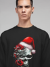 Unisex Christmas Jumper Gothic Skull Sweatshirt With Red Roses And Santa Hat - Ai Printing