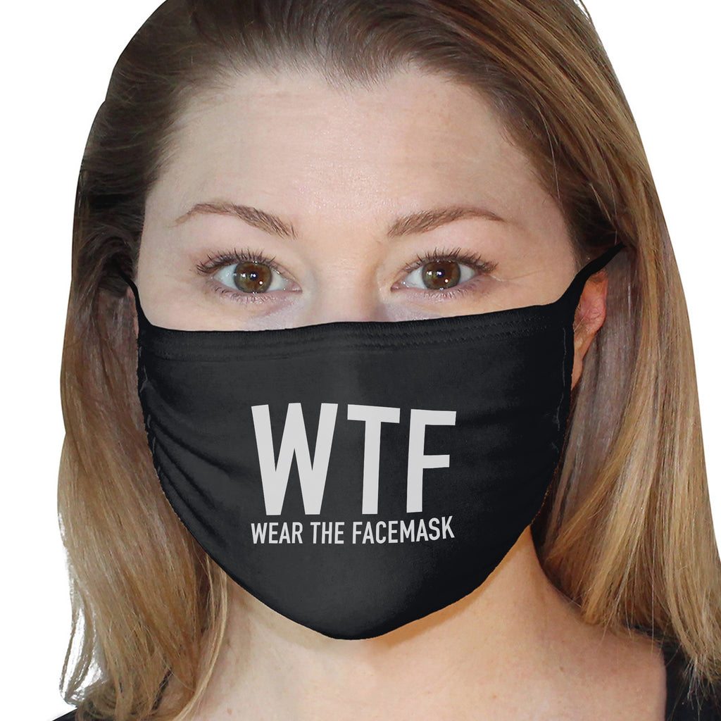 WTF Wear The Facemask Funny Quote - Funny Organic Cotton Face Mask(face mask for sale,face protection mask,Funny Face mask,best face masks,reusable face mask,breathable face mask)