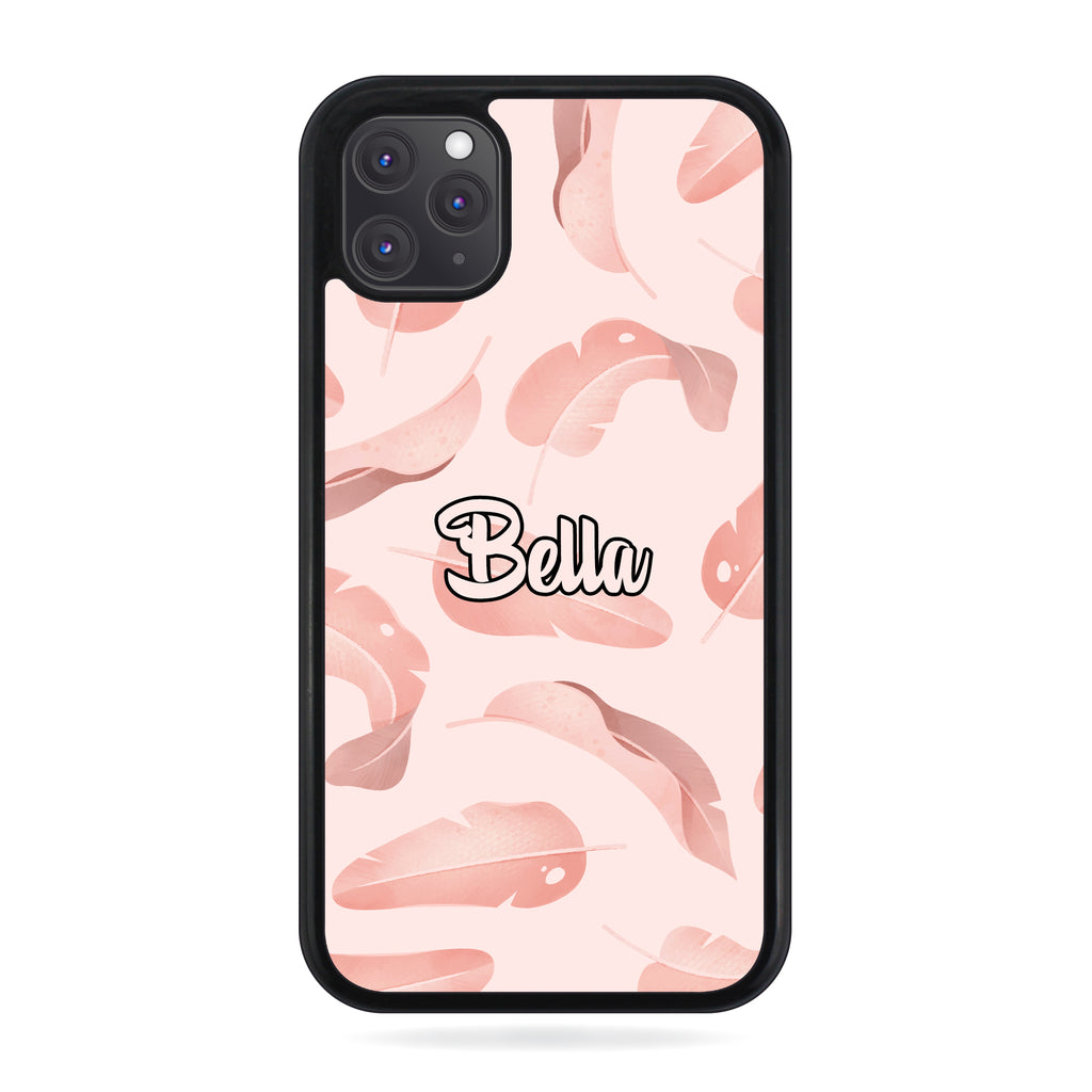 Personalised Name Initial Tropical Flamingo Bird Feather Background  - Personalised Phone Case - Ai Printing