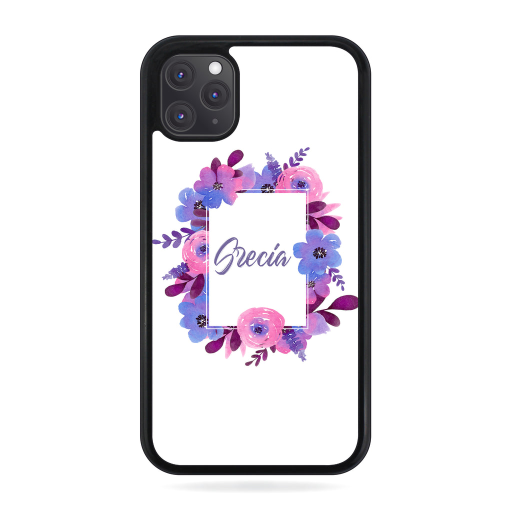 Personalised Name Initial Watercolor Floral Background  - Personalised Phone Case - Ai Printing