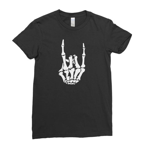 Skeleton Rock Hand Shirt Heavy Metal Pop Horns Cool - T-Shirt  Womens - Ai Printing