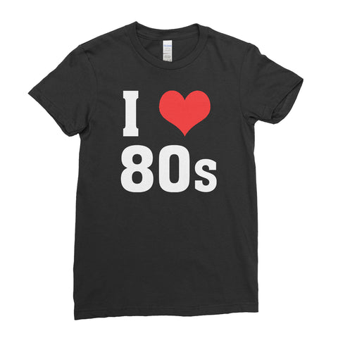 I Love Heart 80s Retro Pop Star Disco Party Fancy Dress Costume - T-Shirt  Womens - Ai Printing