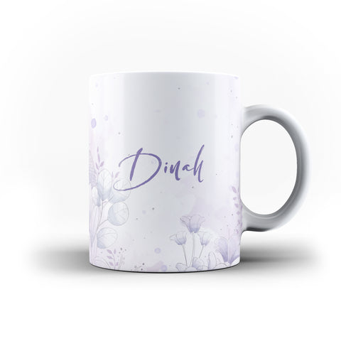 Personalised Name Initial Light Purple Floral Background - Personalised Mug - Ai Printing