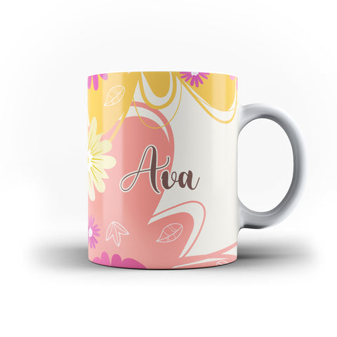 Personalised Name Initial Floral Colorful Artwork Background - Personalised Mug - Ai Printing