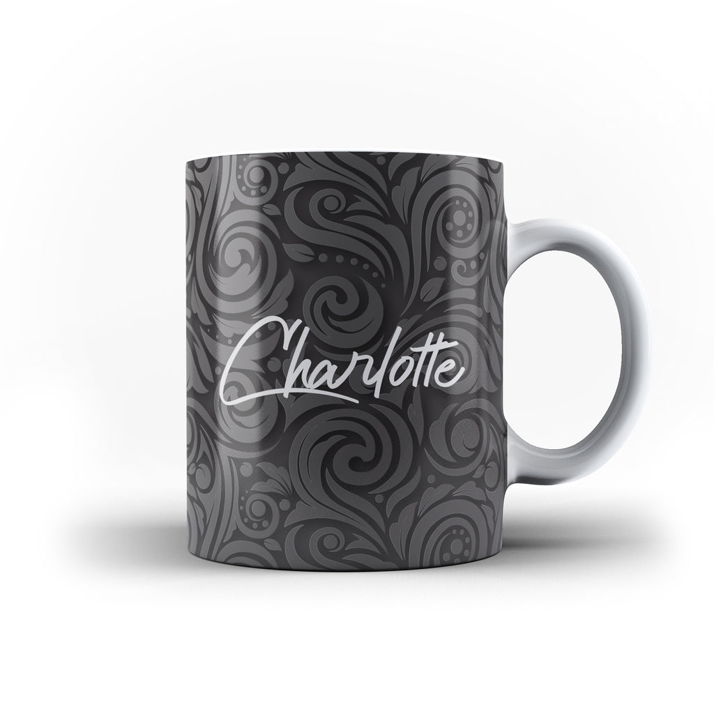 Personalised Name Initial Floral Dark Pattern Background - Personalised Mug - Ai Printing
