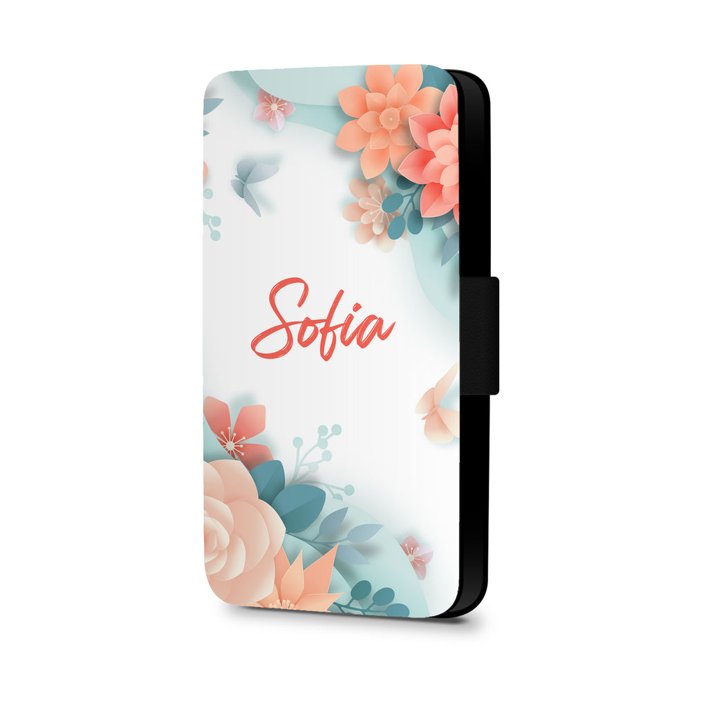 Personalised Name Initial Soft Floral Pattern - Personalised Faux Leather Case - Ai Printing