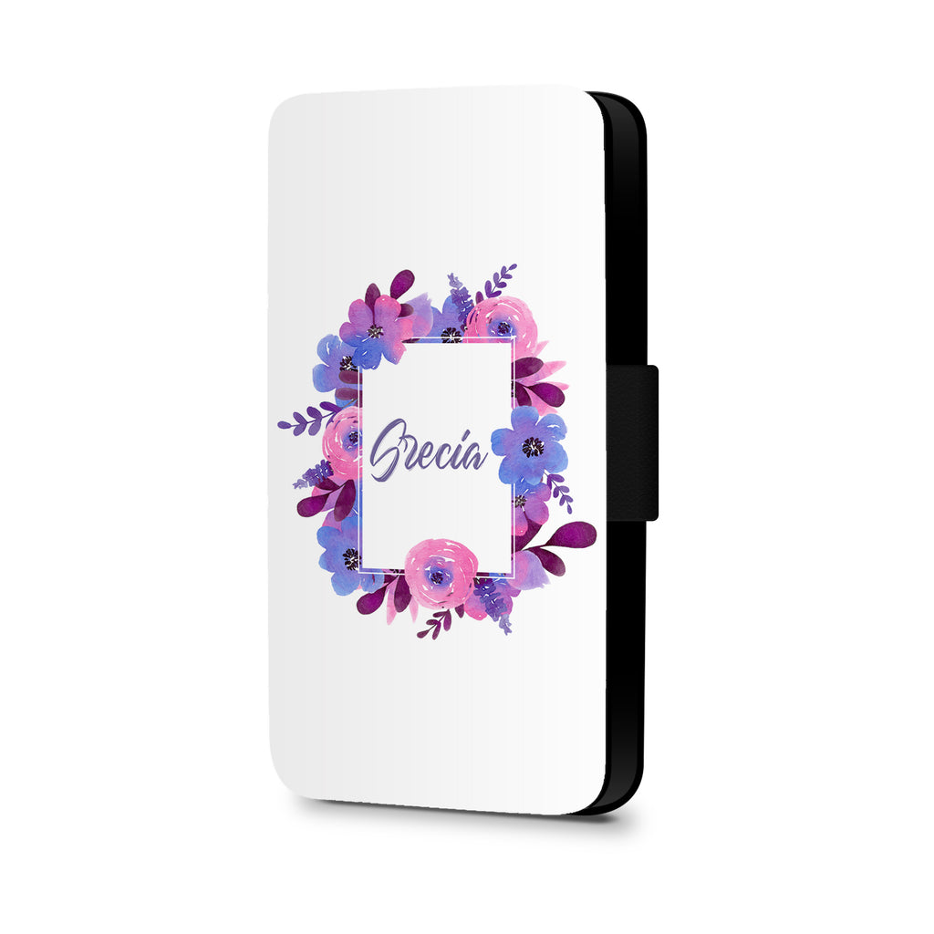 Personalised Name Initial Watercolor Floral Background - Personalised Faux Leather Case - Ai Printing