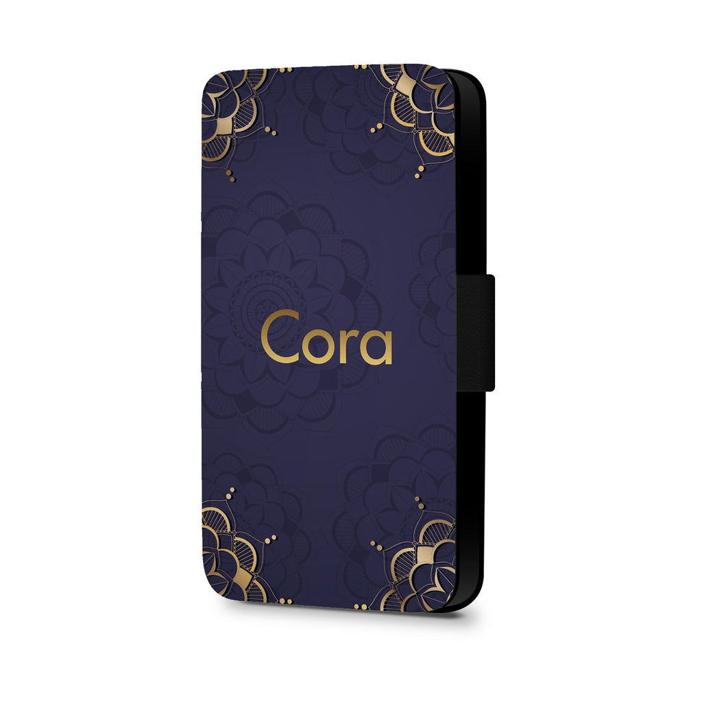 Personalised Name Initial Elegant Retro Floral Background - Personalised Faux Leather Case - Ai Printing