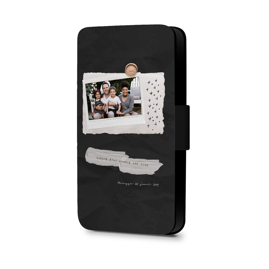 Personalised Photo Best Moments of Family Stay Humble - Personalised Faux Leather Case - Ai Printing