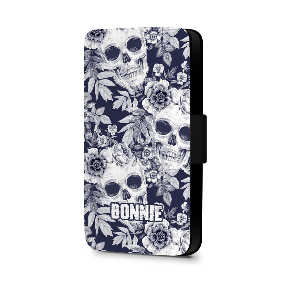 Personalised Name Initial Sugar White Skull Background - Personalised Faux Leather Case - Ai Printing