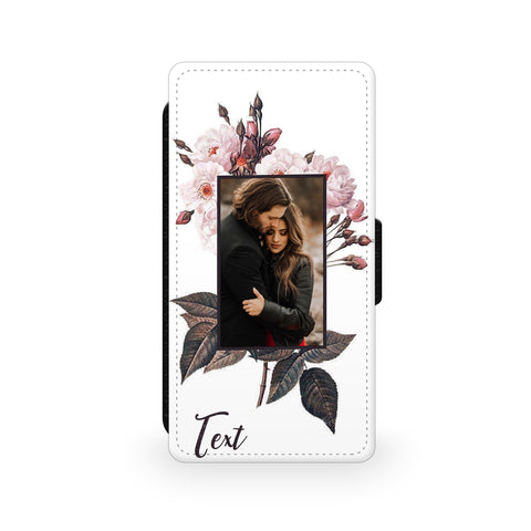 Personalised Photo With Text Couple Floral - Personalised Faux Leather Case | Ai Printing - Ai Printing
