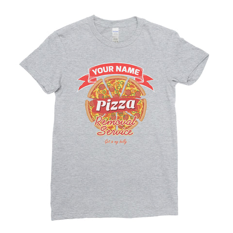 Personalised Name Initial Pizza Removal Service Funny Pizza Lover - T-Shirt  Womens - Ai Printing