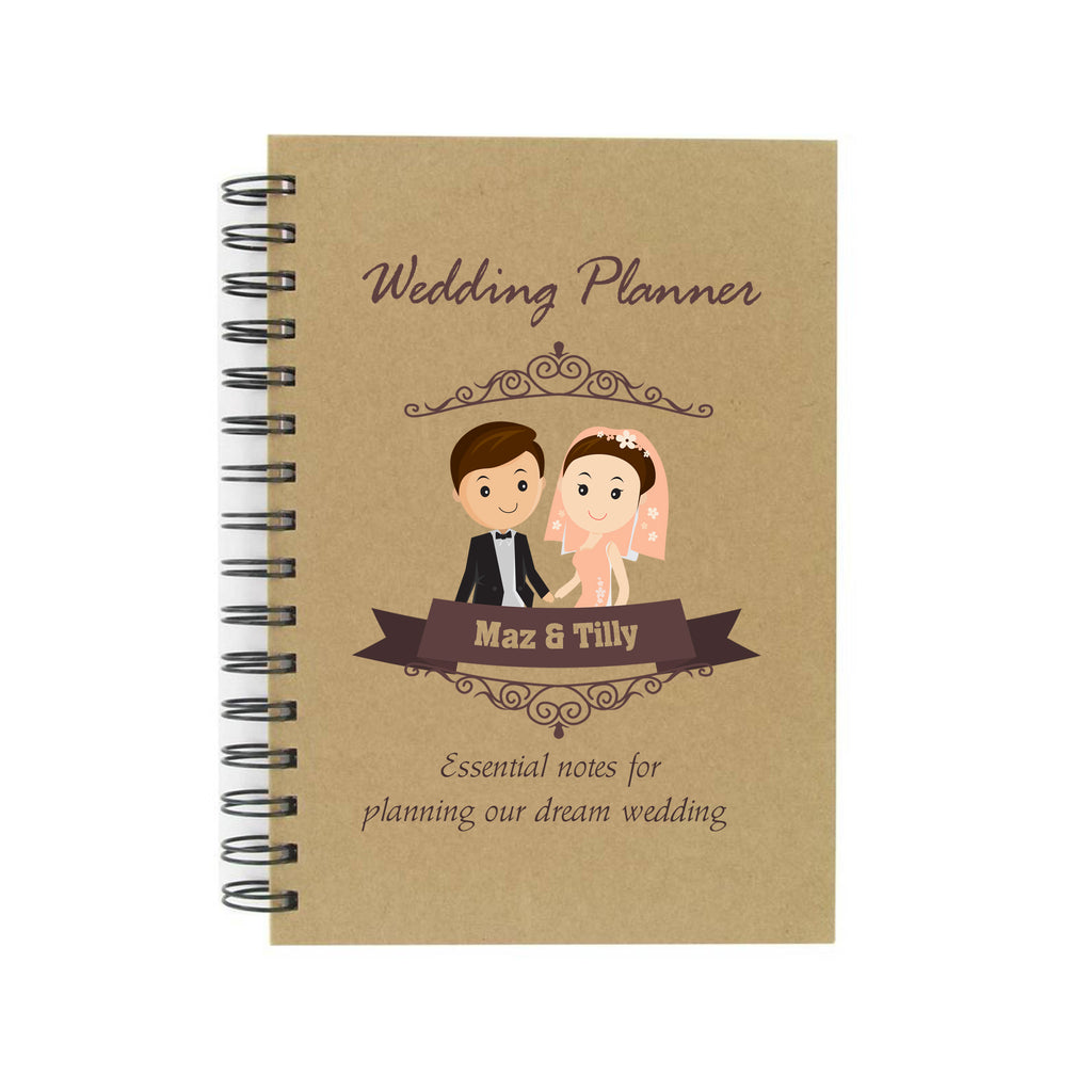 Personalised Wedding Planner Bride to Be Bride Craft A5 Notebook - Kraft Lined - Ai Printing