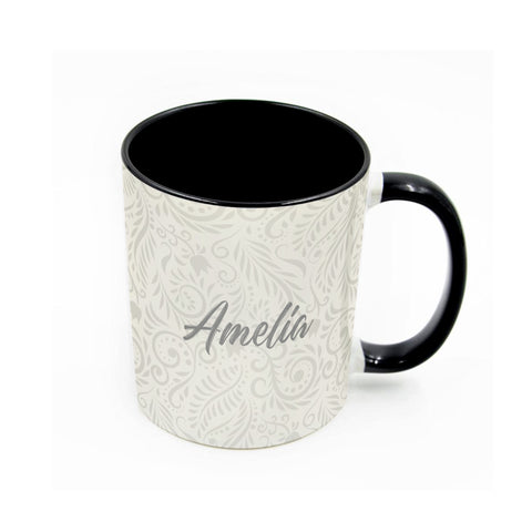 Personalised Name Initial Light Floral Pattern Background - Personalised Mug - Ai Printing