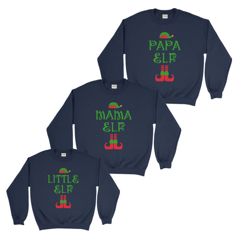 Mama Papa and Little Elf Family Christmas Sweatshirt - Ai Printing - Ai Printing