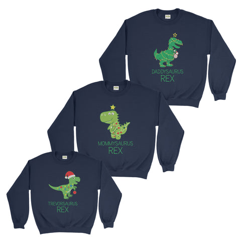 Christmas Rex Dinosaur Family Matching Christmas Sweatshirt - Ai Printing - Ai Printing