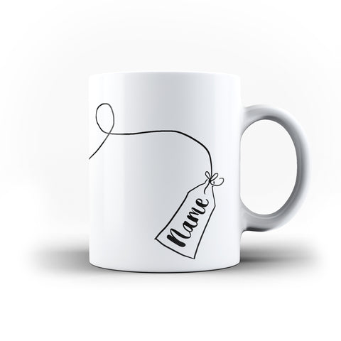 Named Tea Bag Tag - Personalised Mug - White - Ai Printing