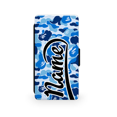 Blue Camouflage Print - Faux Leather Case - Ai Printing