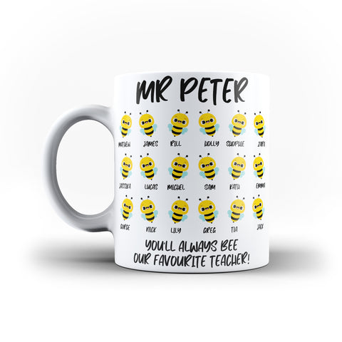 Personalised Name Bee-ing Favorite Teacher  Mug White and Inner Mug Gifts For Teacher