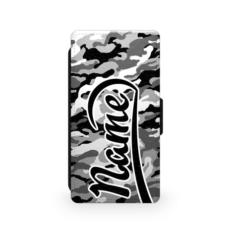 Grey Camouflage Print - Faux Leather Case - Ai Printing