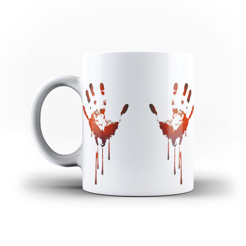 Halloween Scary Bloody Hands Funny - White Magic And Inner Color Mug(mugs near me,mug website,Halloween,Halloween mug,scary halloween)