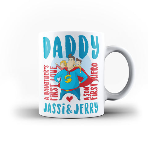 Personalised Super Hero First Love Father's Day Gift Mug - Personalised Mug - Ai Printing