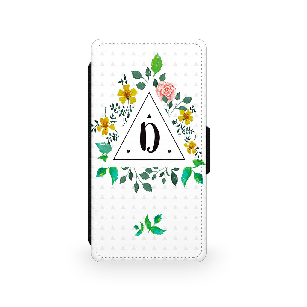 Floral Initial Triangle - Faux Leather Case - Ai Printing