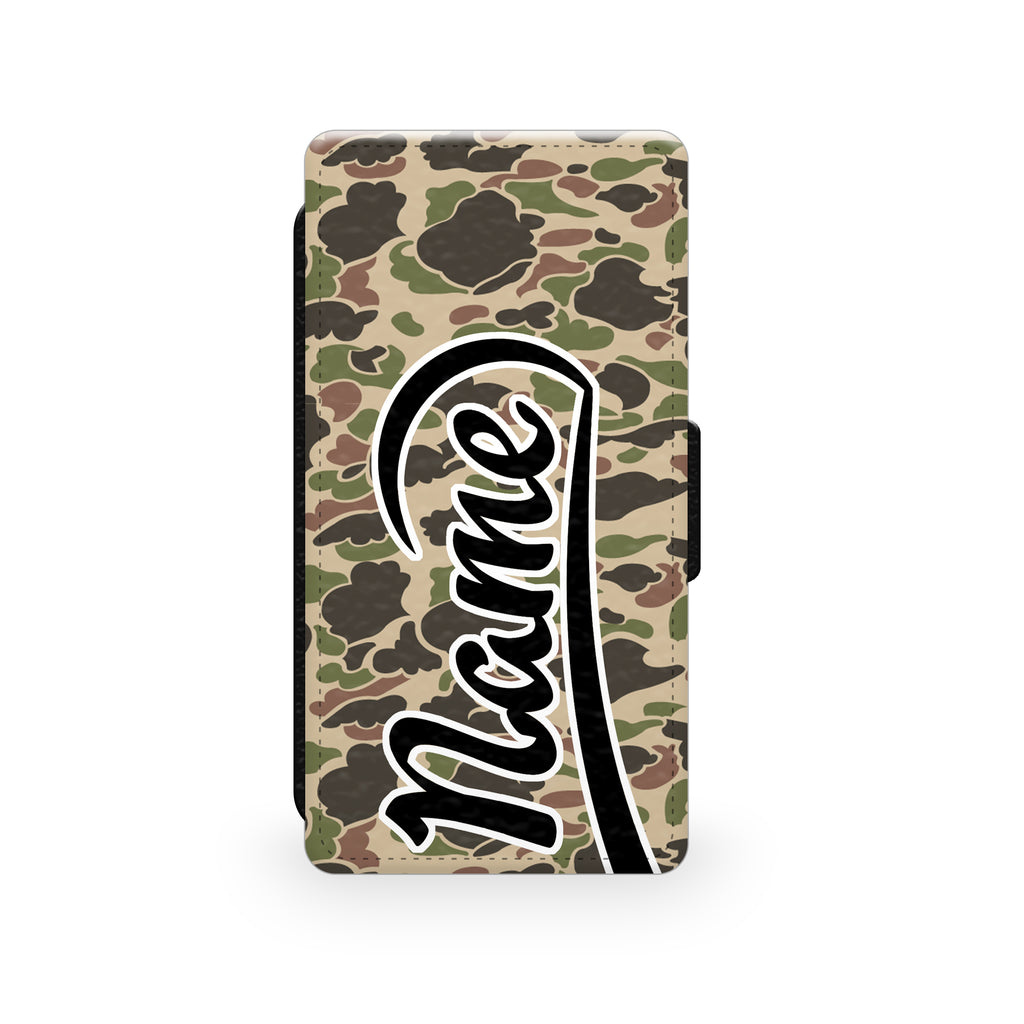 Beige & Green Camouflage Print - Faux Leather Case - Ai Printing