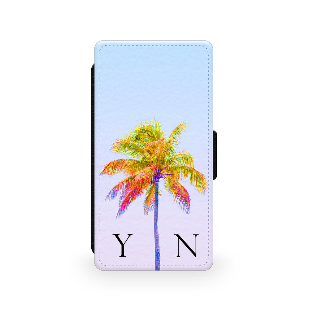 Light Blue Sky & Yellow Palm Tree - Faux Leather Case - Ai Printing