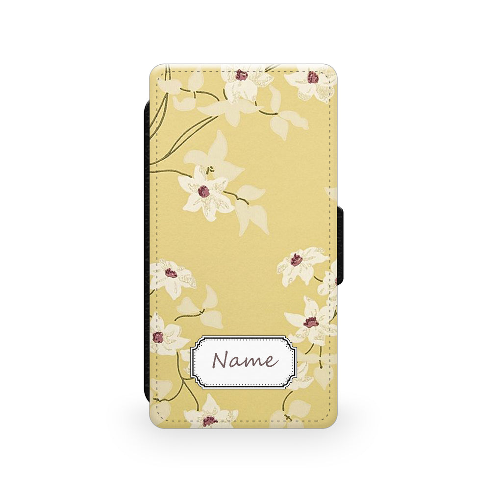 Floral Light Mustard - Faux Leather Case - Ai Printing