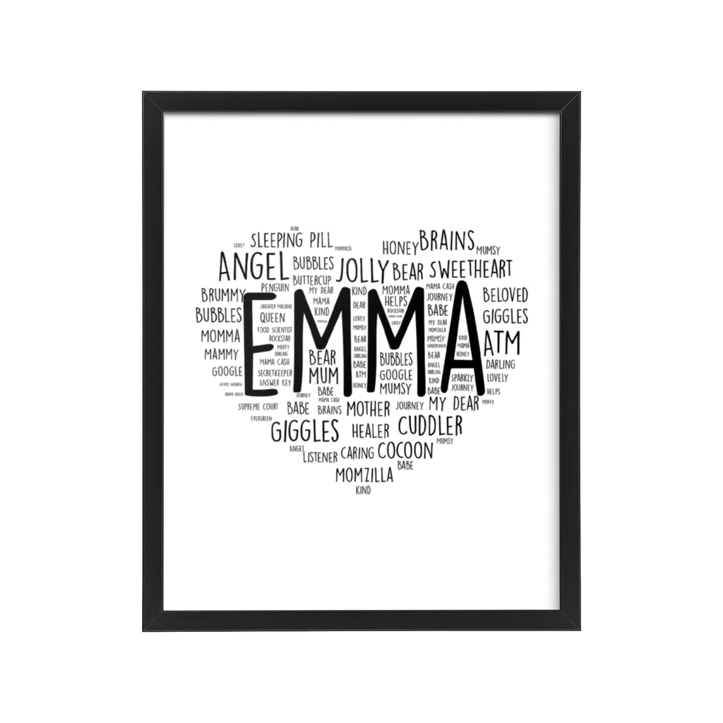 Personalised Word Art Heart Frame Mother's Day Gift | Ai Printing