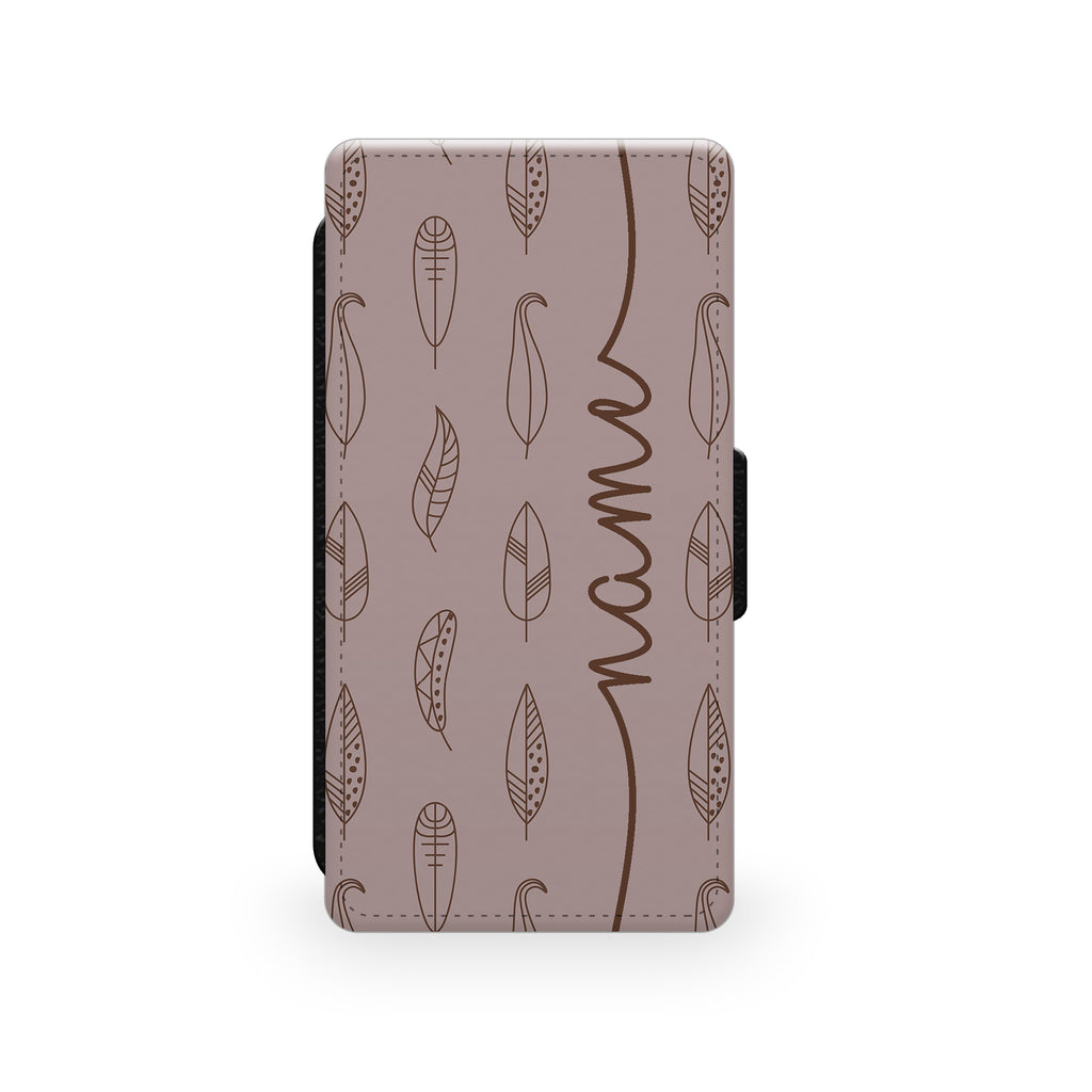 Taupe Feathers - Faux Leather Case - Ai Printing