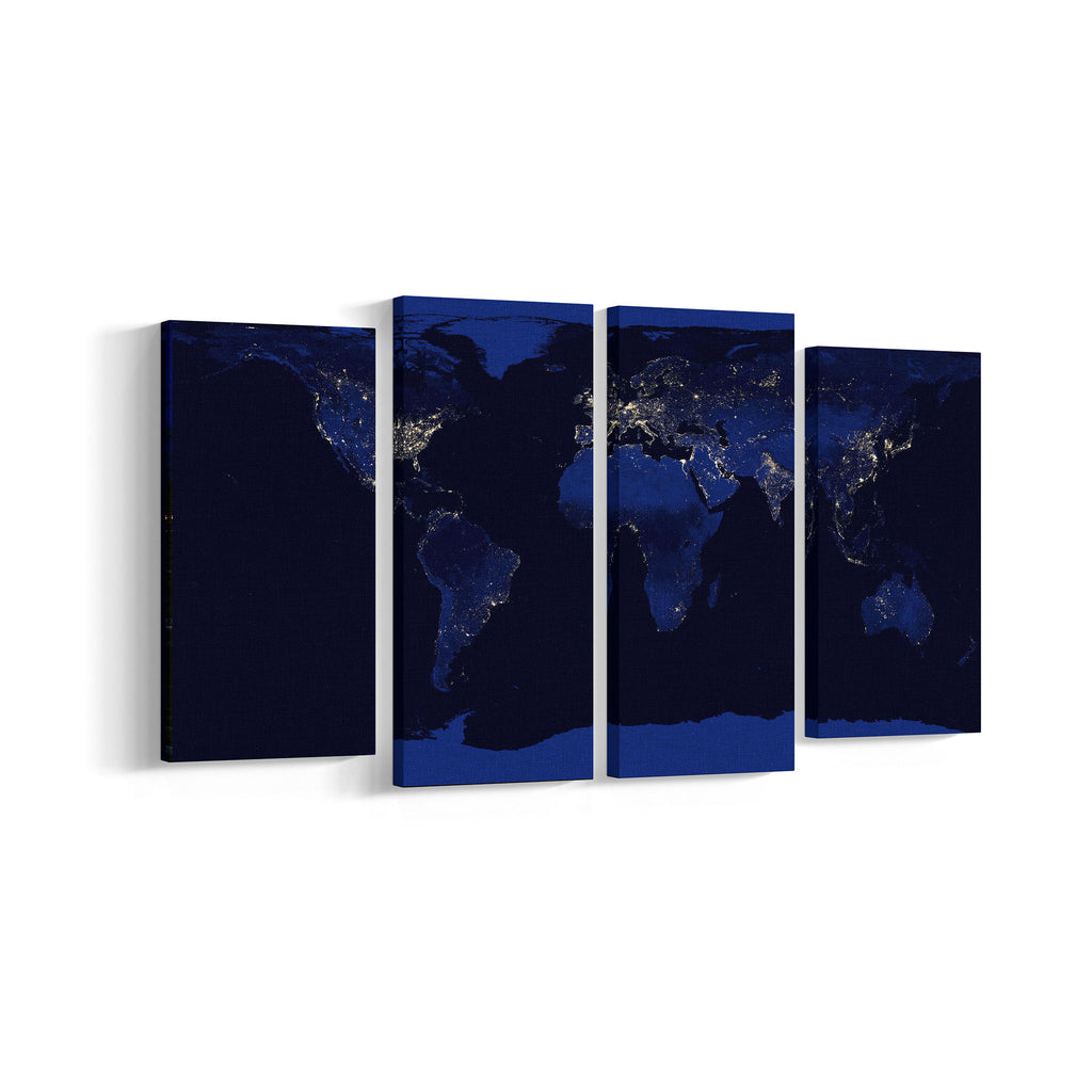 World Map 4 Panel Canvases - Landscape - Ai Printing