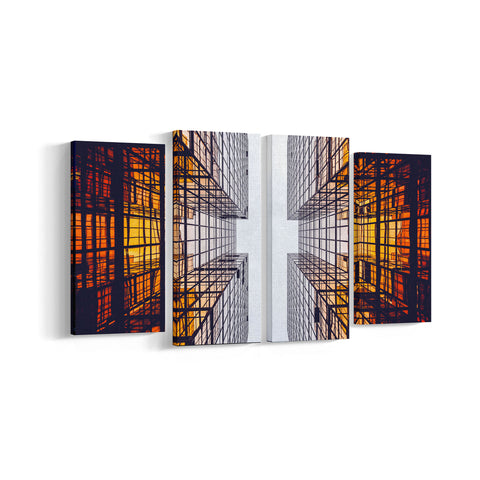 Abstract Building 4 Panel Canvases - Landscape - Ai Printing