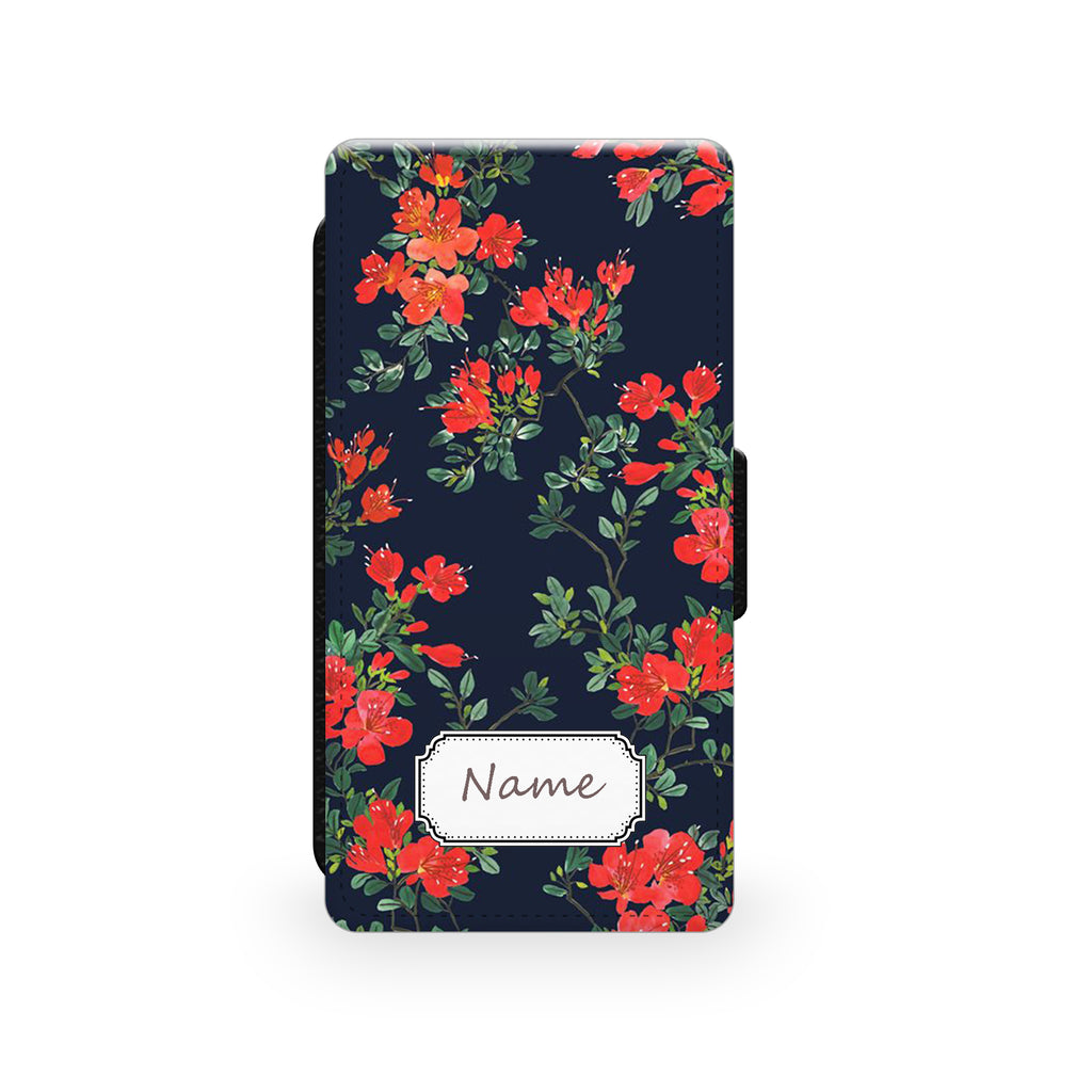 Floral Navy & Red - Faux Leather Case - Ai Printing