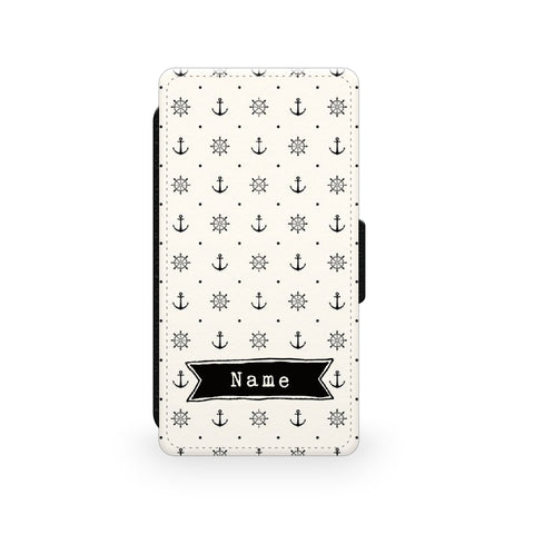 Cream Anchor Pattern - Faux Leather Case - Ai Printing