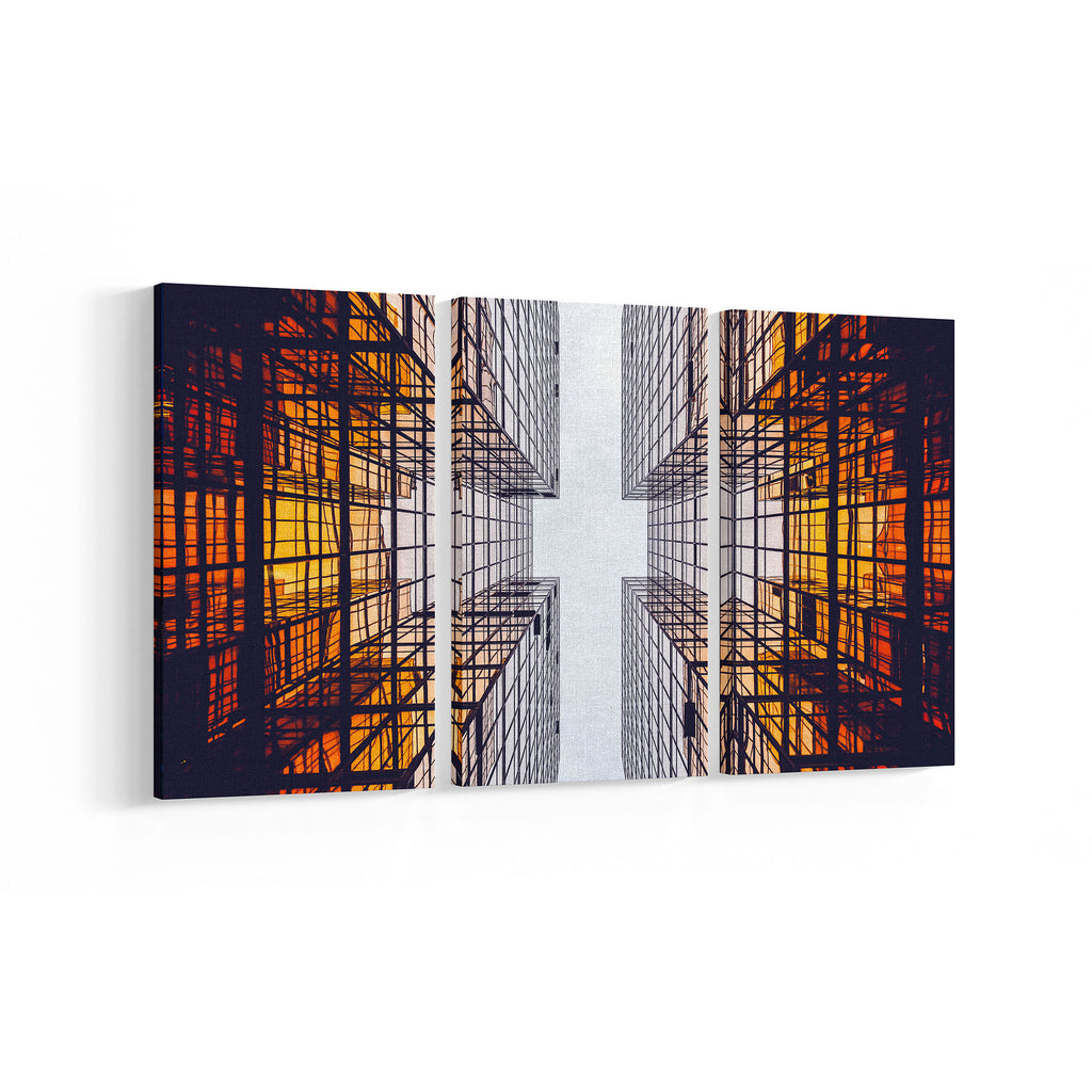 Abstract Building 3 Panel Canvases - Landscape - Ai Printing