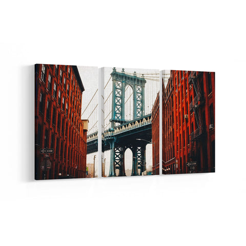 DUMBO Manhattan Bridge 3 Panel Canvases - Landscape - Ai Printing
