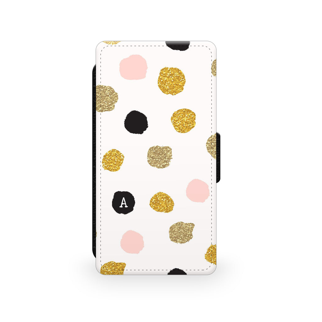 Pink Gold Polkadots - Faux Leather Case - Ai Printing