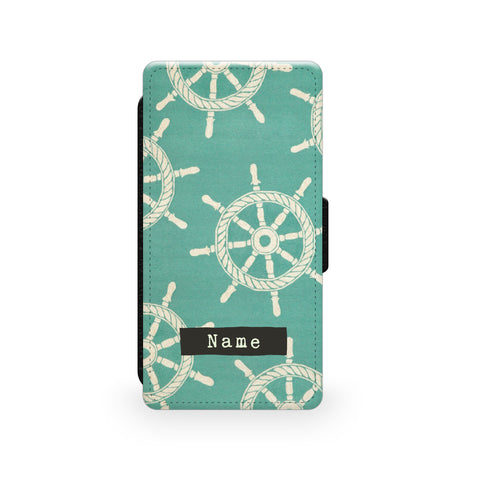 Teal Nautical Pattern - Faux Leather Case - Ai Printing