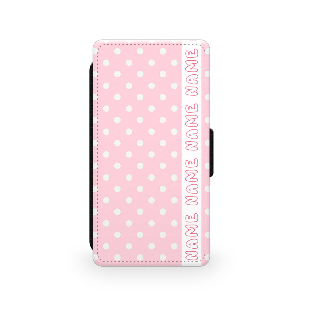 Retro Pink & White Polkadots - Faux Leather Case - Ai Printing