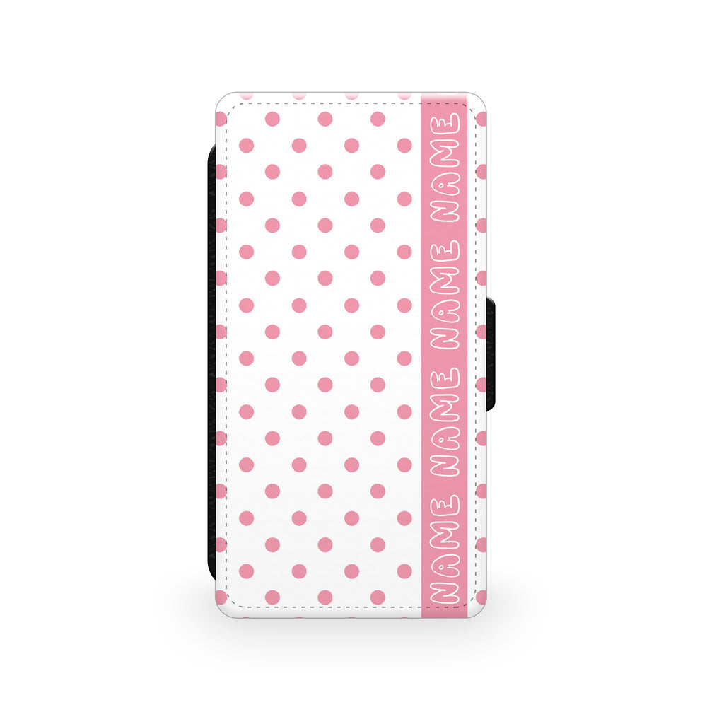 Retro White & Pink Polkadots - Faux Leather Case - Ai Printing