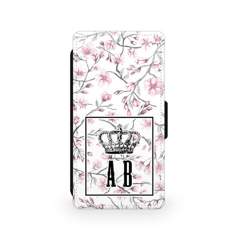 White Pink Flower Crown - Faux Leather Case - Ai Printing