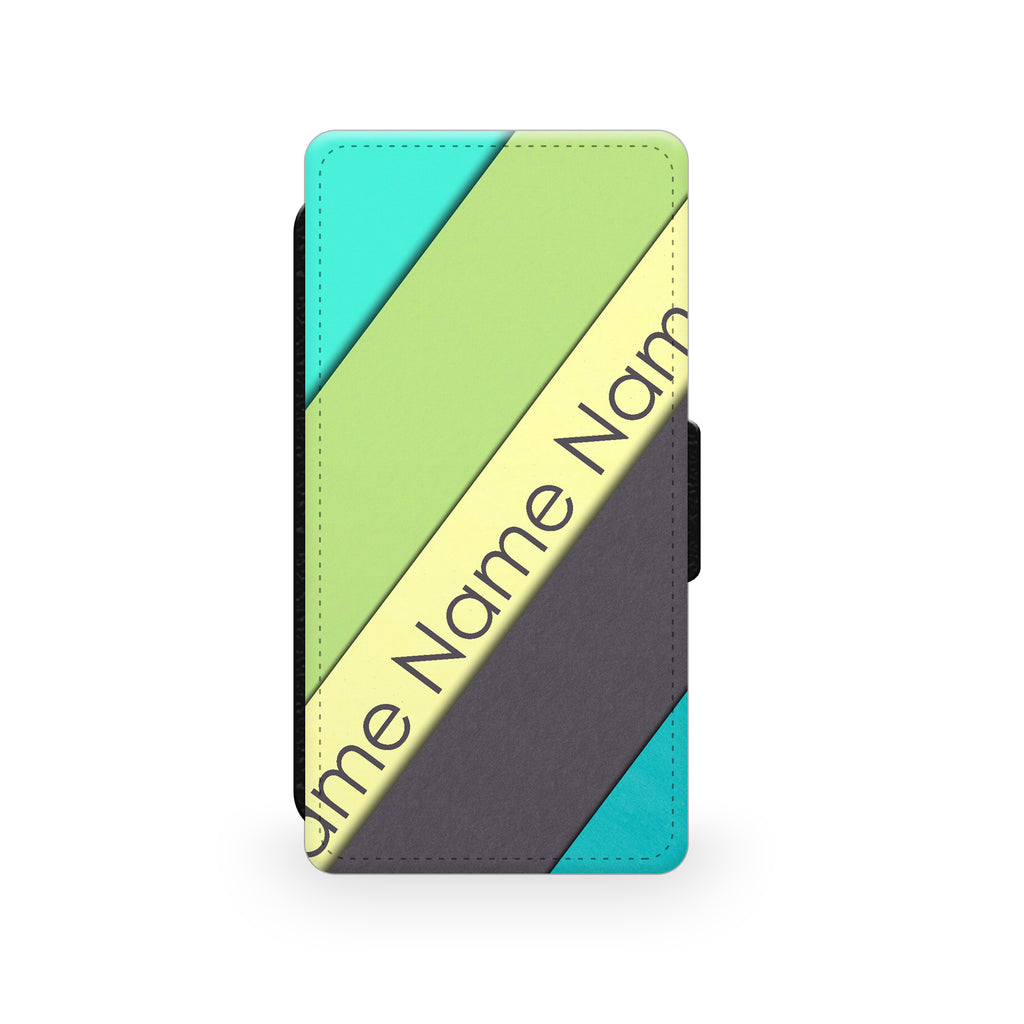Green Blue Yellow Stripes - Faux Leather Case - Ai Printing
