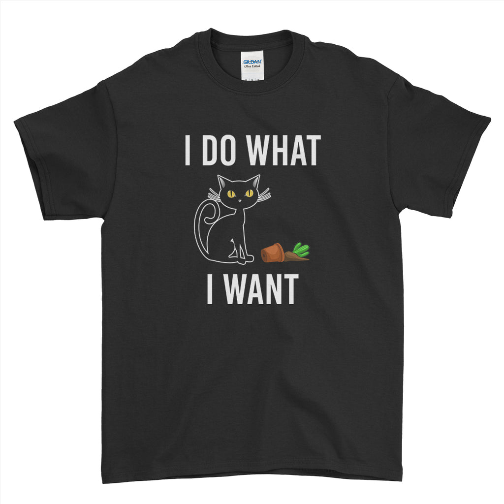 I Do What I Want Funny Black Cat T-shirt  - Mens T-Shirt