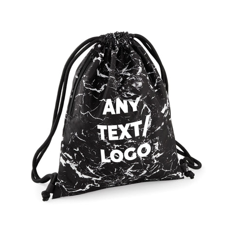 Personalised Name Logo Black Mineral Gymsac Bag  | Ai Printing