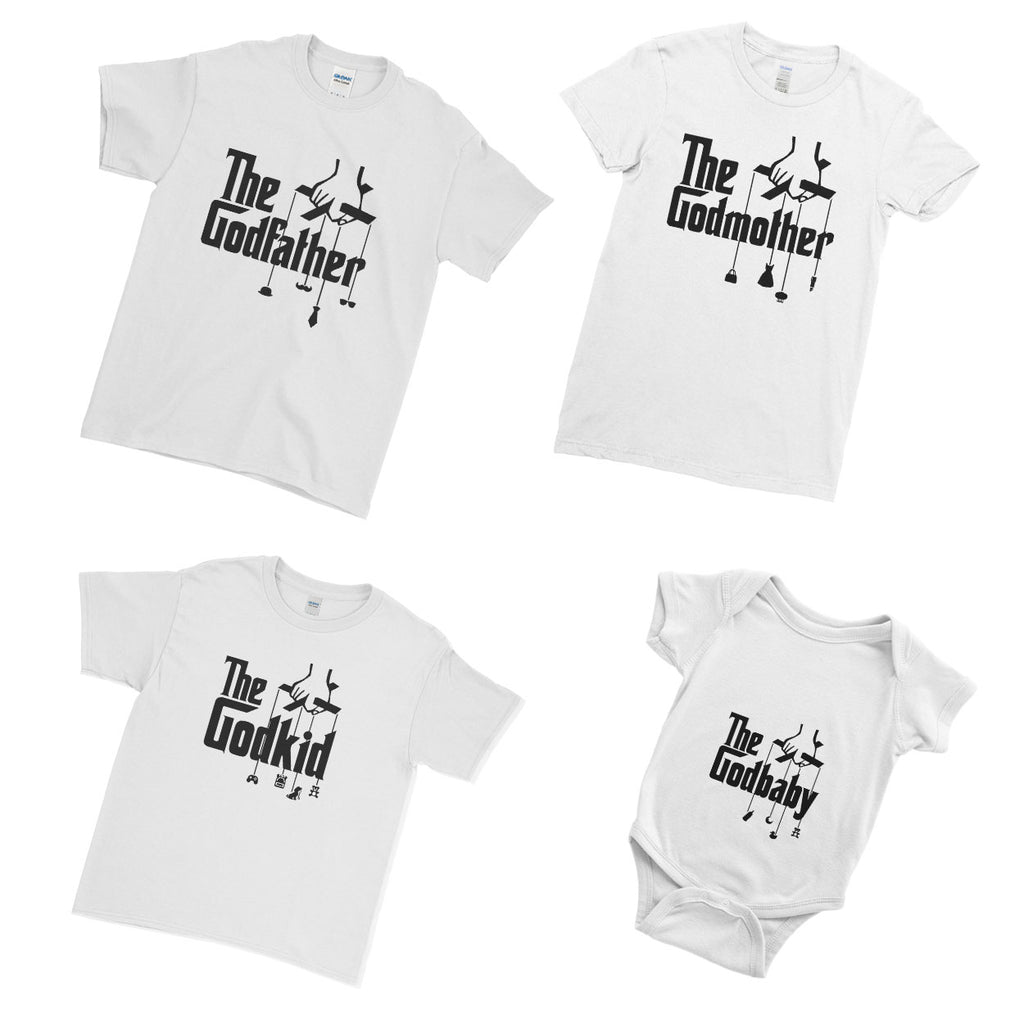 Personalised The God Father God Mother Baby Cute T-Shirt  - Matching Family Couple T Shirt  - Matching Family Couple T Shirt - Ai Printing