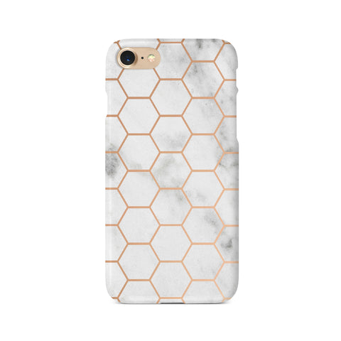 Marble & Gold Geometric Hexagon - 3D Clip Case - Ai Printing