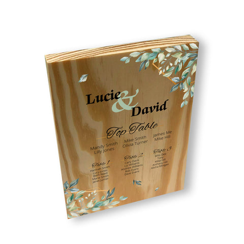 Personalised Wedding Table Plan Planner  - Wooden Block Plaque | Ai Printing - Ai Printing
