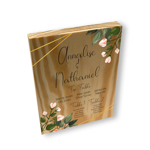 Personalised Wedding Table Plan Planner  - Wooden Block Plaque | Ai Printing - Ai Printing